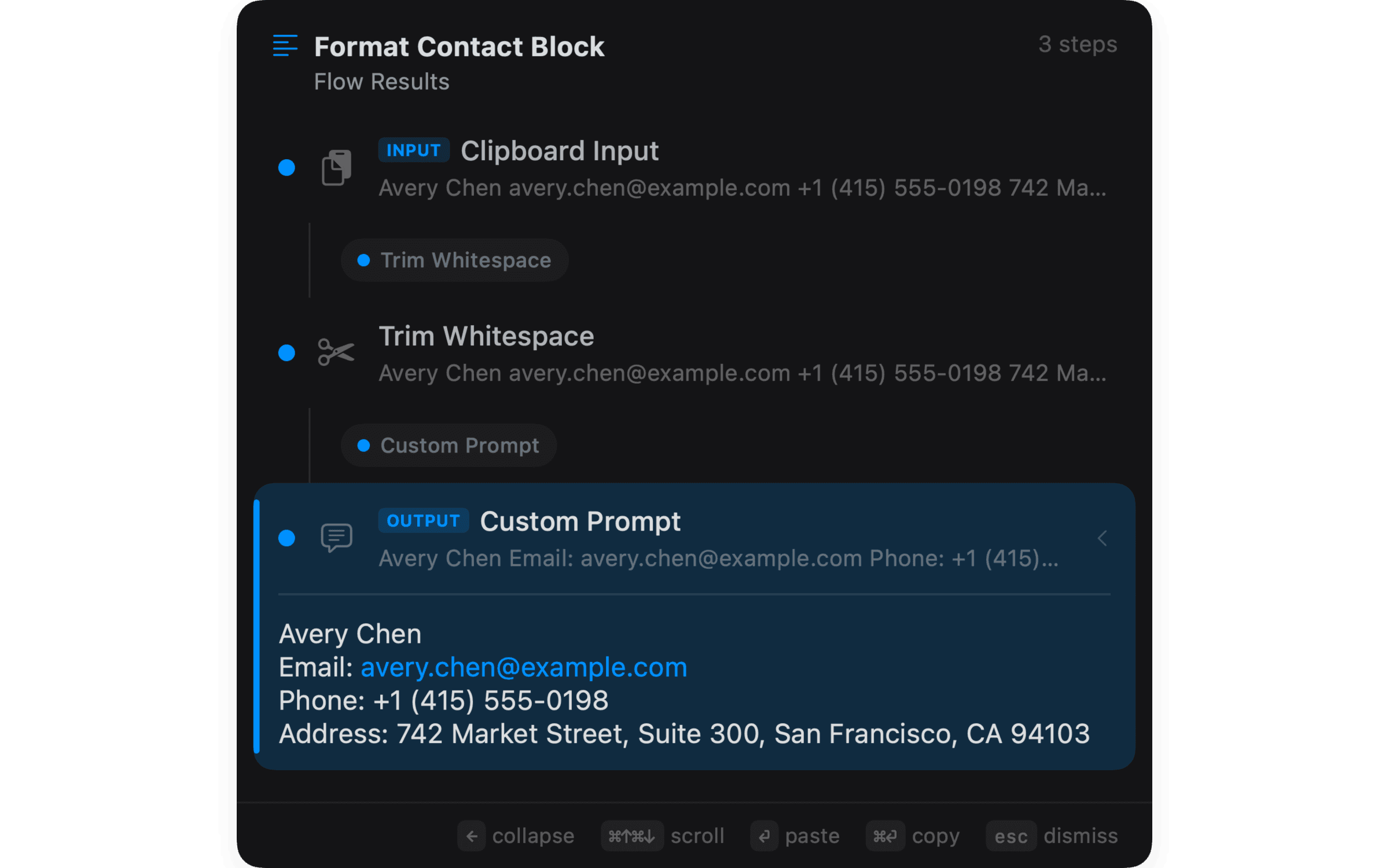 NanoClip Flow result formatting copied content