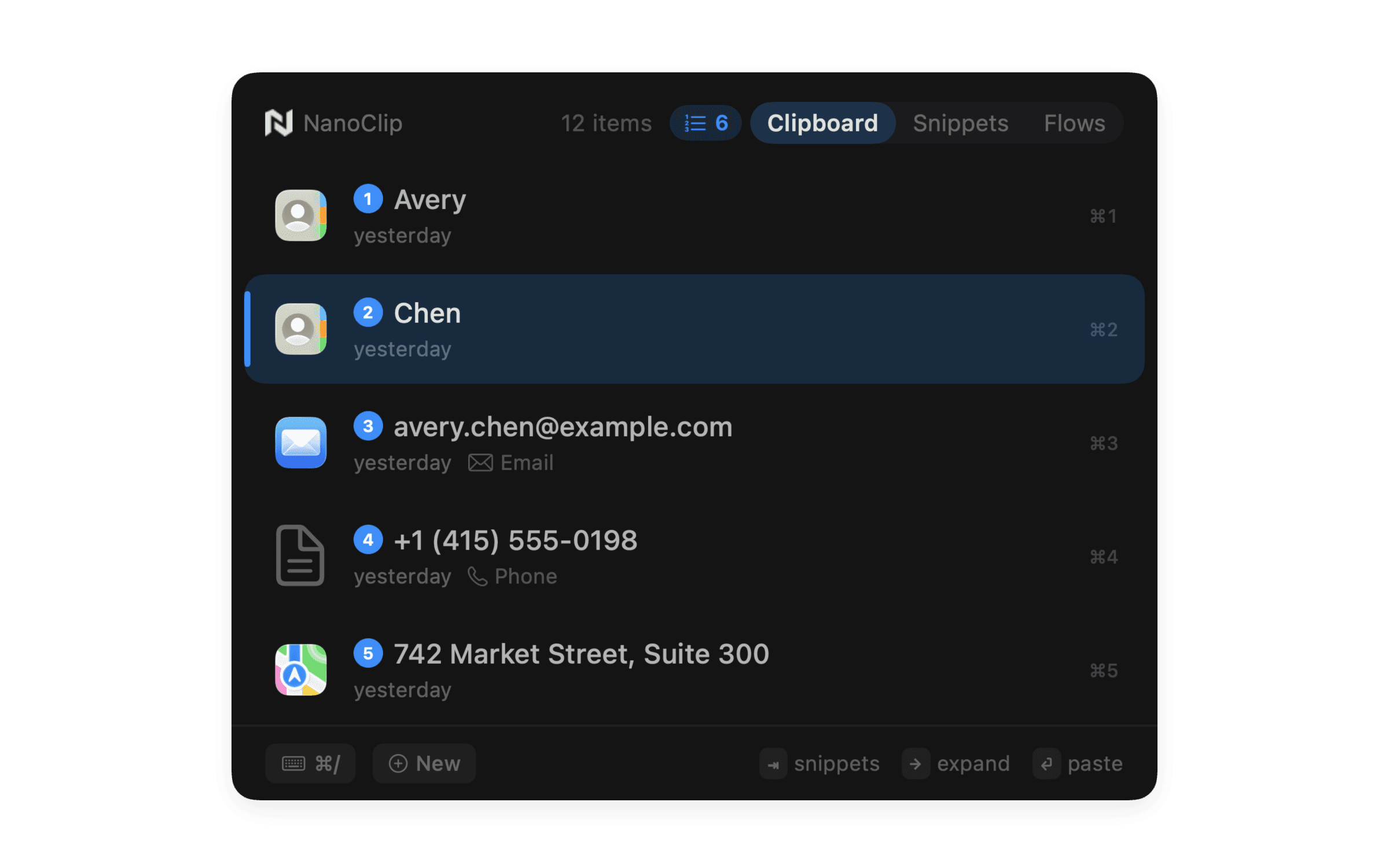 NanoClip paste queue with clipboard items ready to paste in order